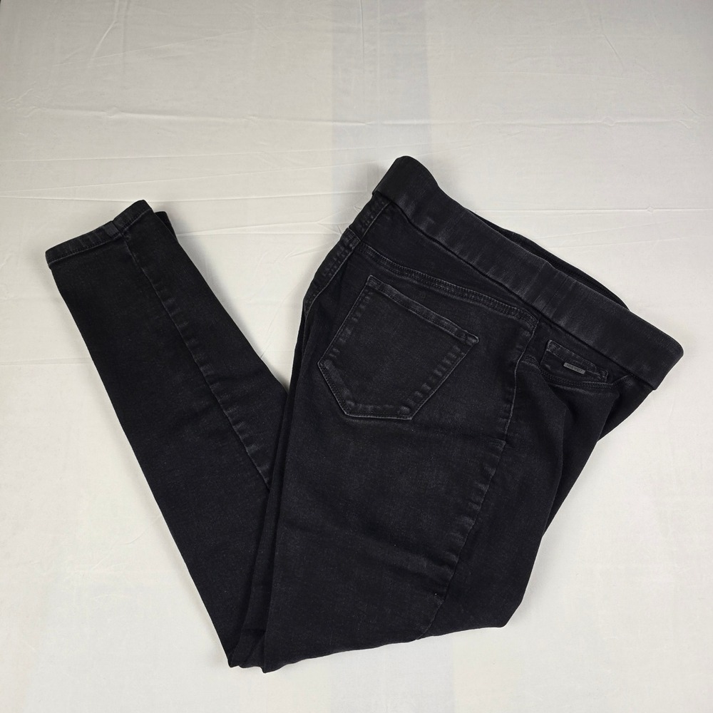 Nine West Heidi Pull On Skinny Jeans Black Wash Size 10 High Rise Denim Leggings